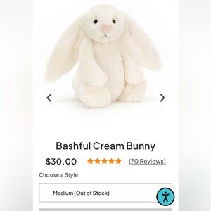 Size M White Bunny Jellycat NWT